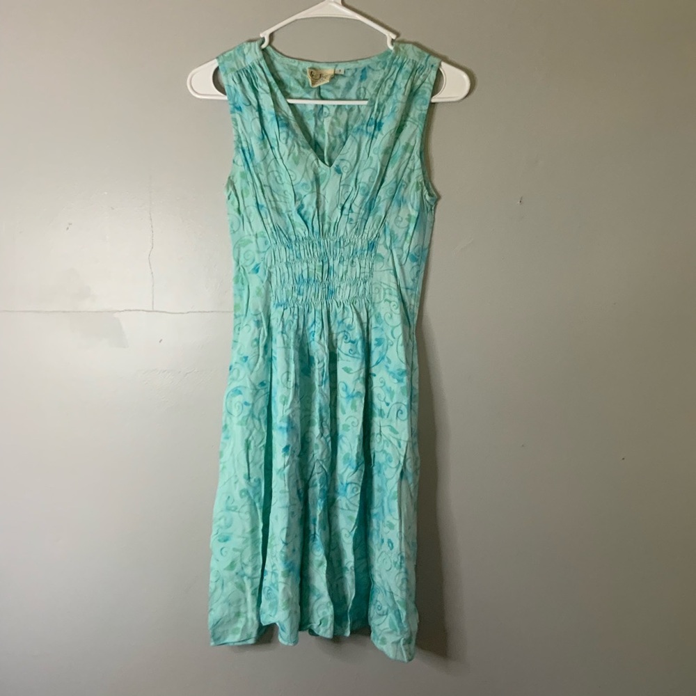 Go Fish Turquoise Dress with Cinched Waist